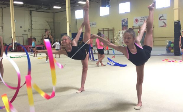 gymnastics balance with ribbon